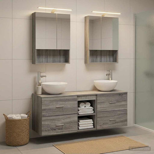 vidaXL Bathroom Furniture Set 5 pcs Grey Sonoma