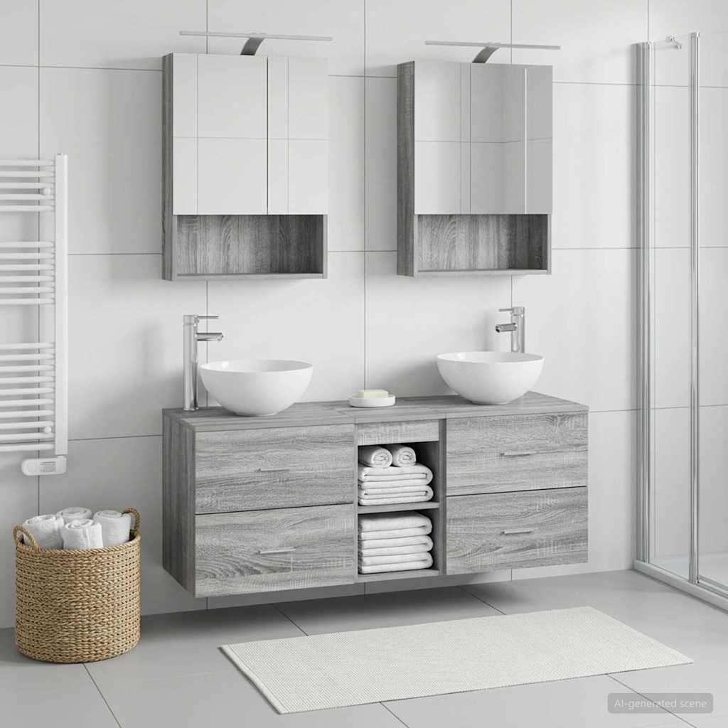 vidaXL Bathroom Furniture Set 5 pcs Grey Sonoma