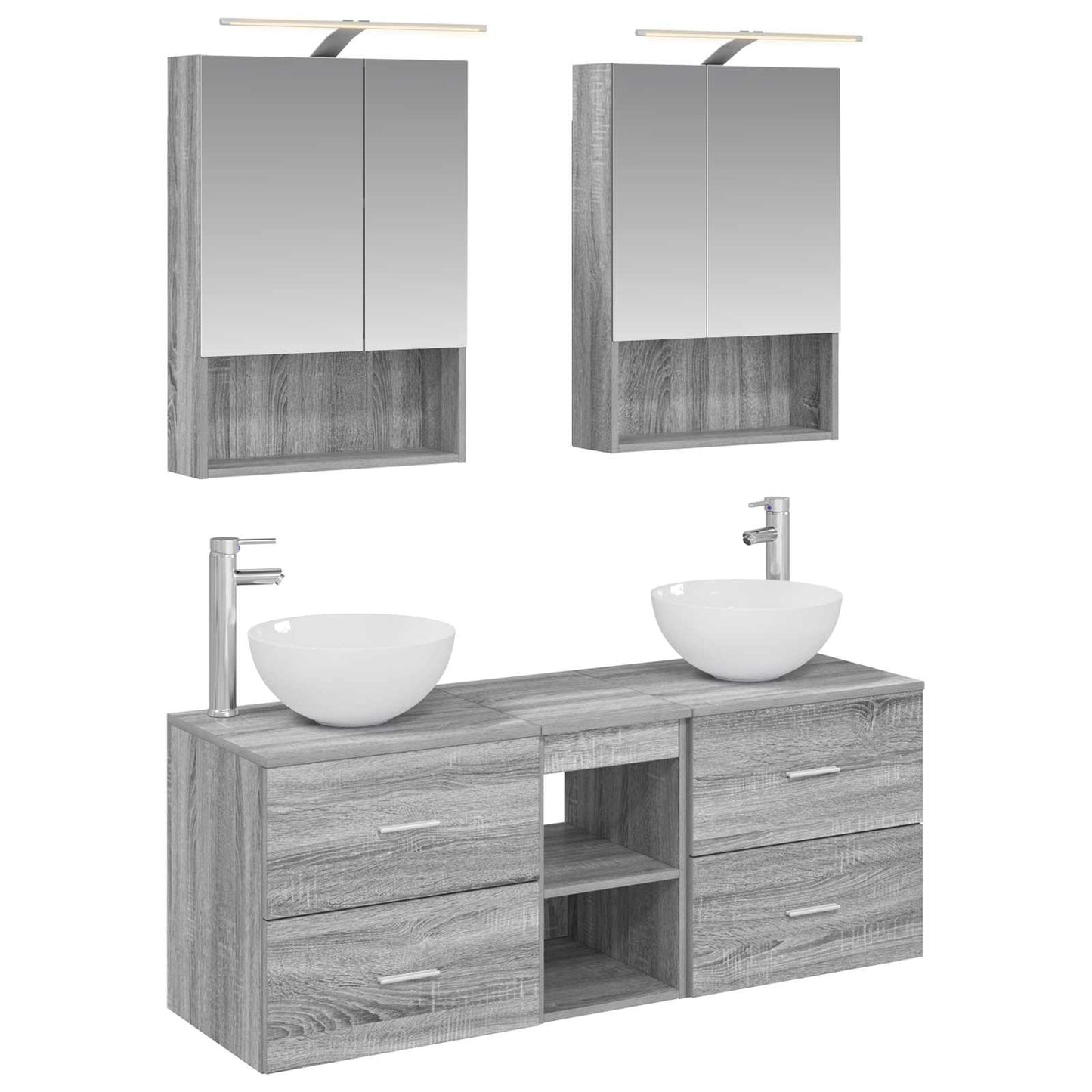 vidaXL Bathroom Furniture Set 5 pcs Grey Sonoma