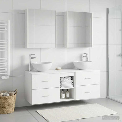 vidaXL Bathroom Furniture Set 5 pcs White Engineered Wood and Glass