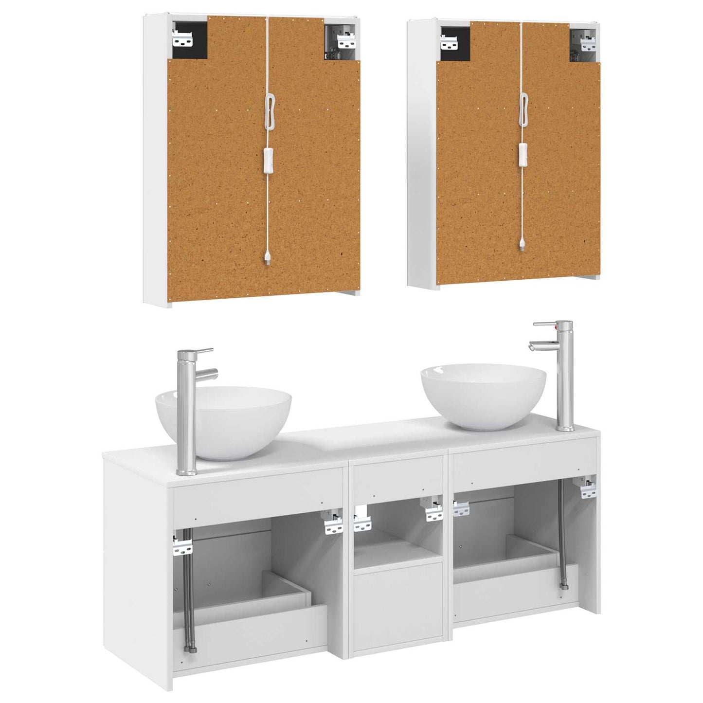 vidaXL Bathroom Furniture Set 5 pcs White Engineered Wood and Glass
