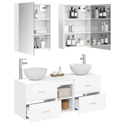vidaXL Bathroom Furniture Set 5 pcs White Engineered Wood and Glass