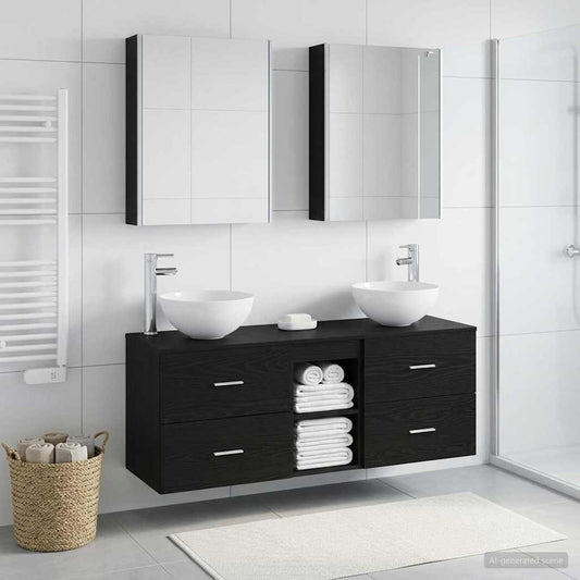 vidaXL Bathroom Furniture Set 5 pcs Black Oak