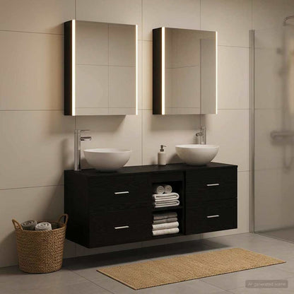 vidaXL Bathroom Furniture Set 5 pcs Black Oak