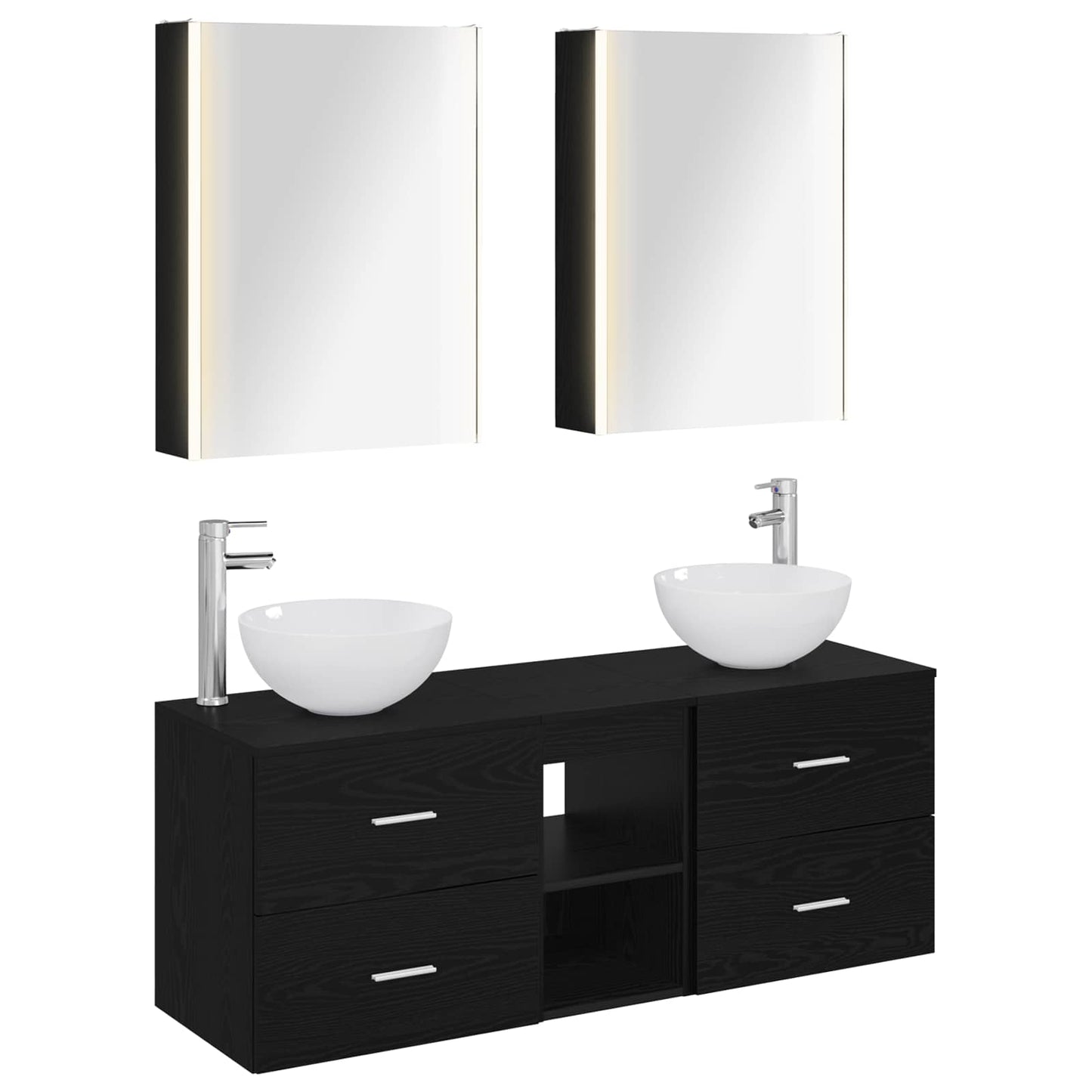 vidaXL Bathroom Furniture Set 5 pcs Black Oak