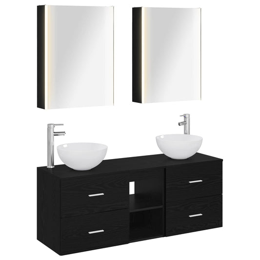 vidaXL Bathroom Furniture Set 5 pcs Black Oak