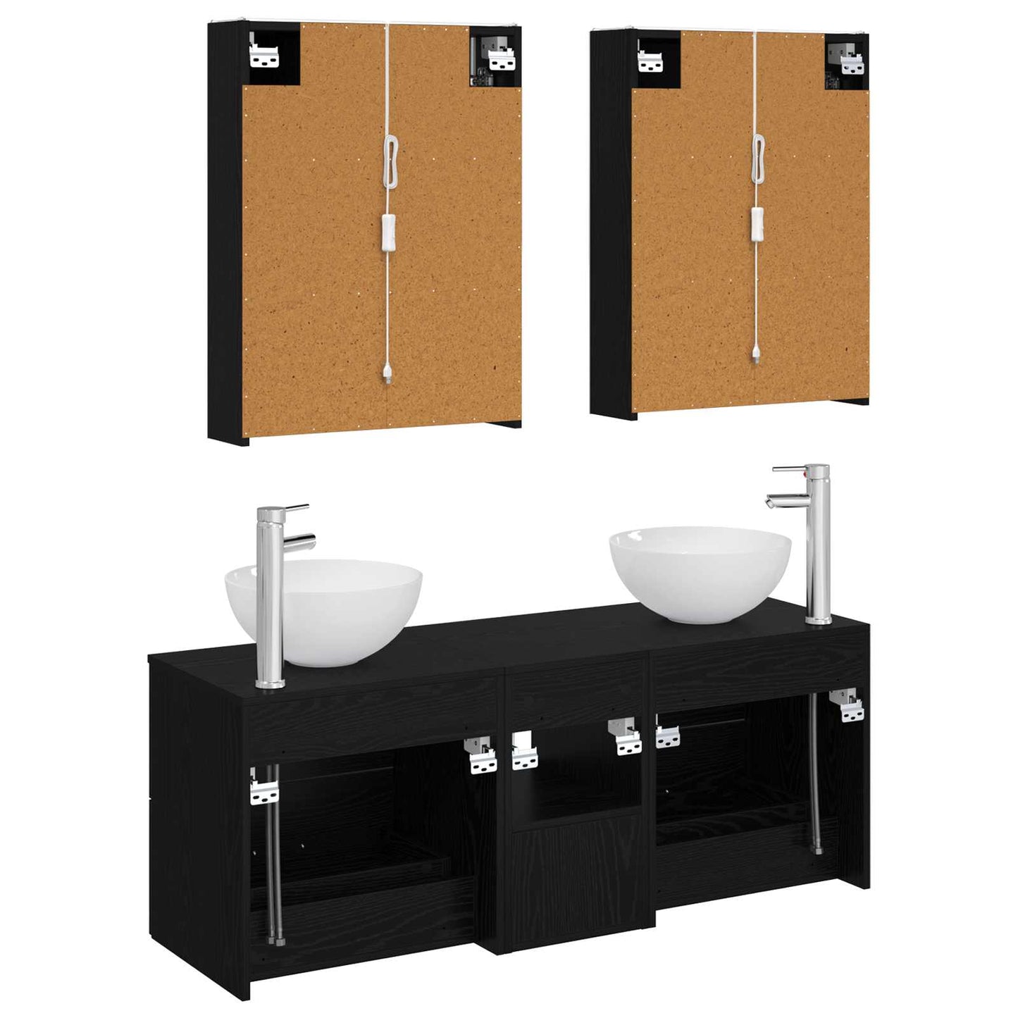 vidaXL Bathroom Furniture Set 5 pcs Black Oak