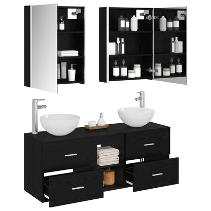 vidaXL Bathroom Furniture Set 5 pcs Black Oak