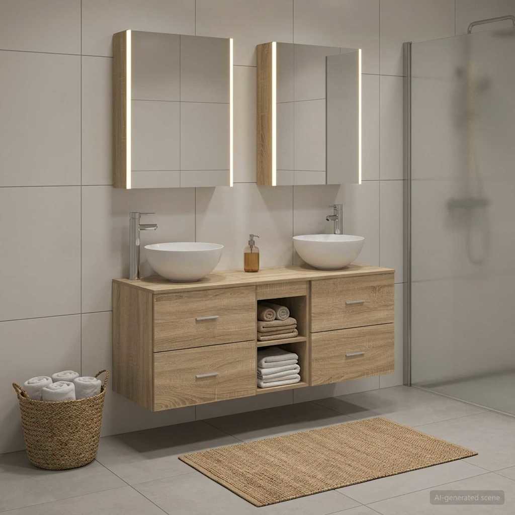 vidaXL Bathroom Furniture Set 5 pcs Sonoma Oak