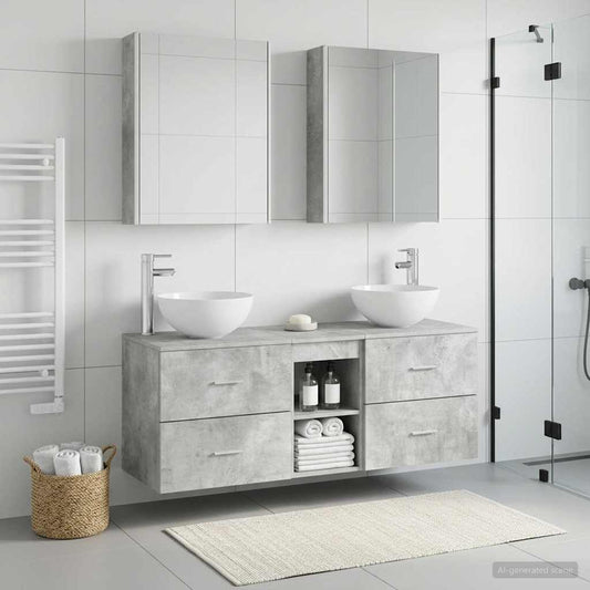 vidaXL Bathroom Furniture Set 5 pcs Concrete Grey