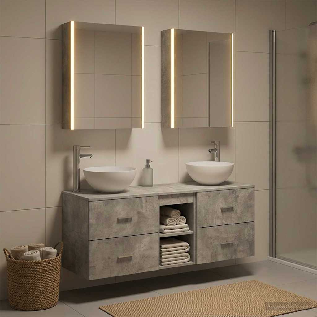 vidaXL Bathroom Furniture Set 5 pcs Concrete Grey
