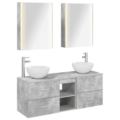 vidaXL Bathroom Furniture Set 5 pcs Concrete Grey