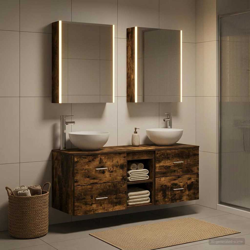 vidaXL Bathroom Furniture Set 5 pcs Smoked Oak