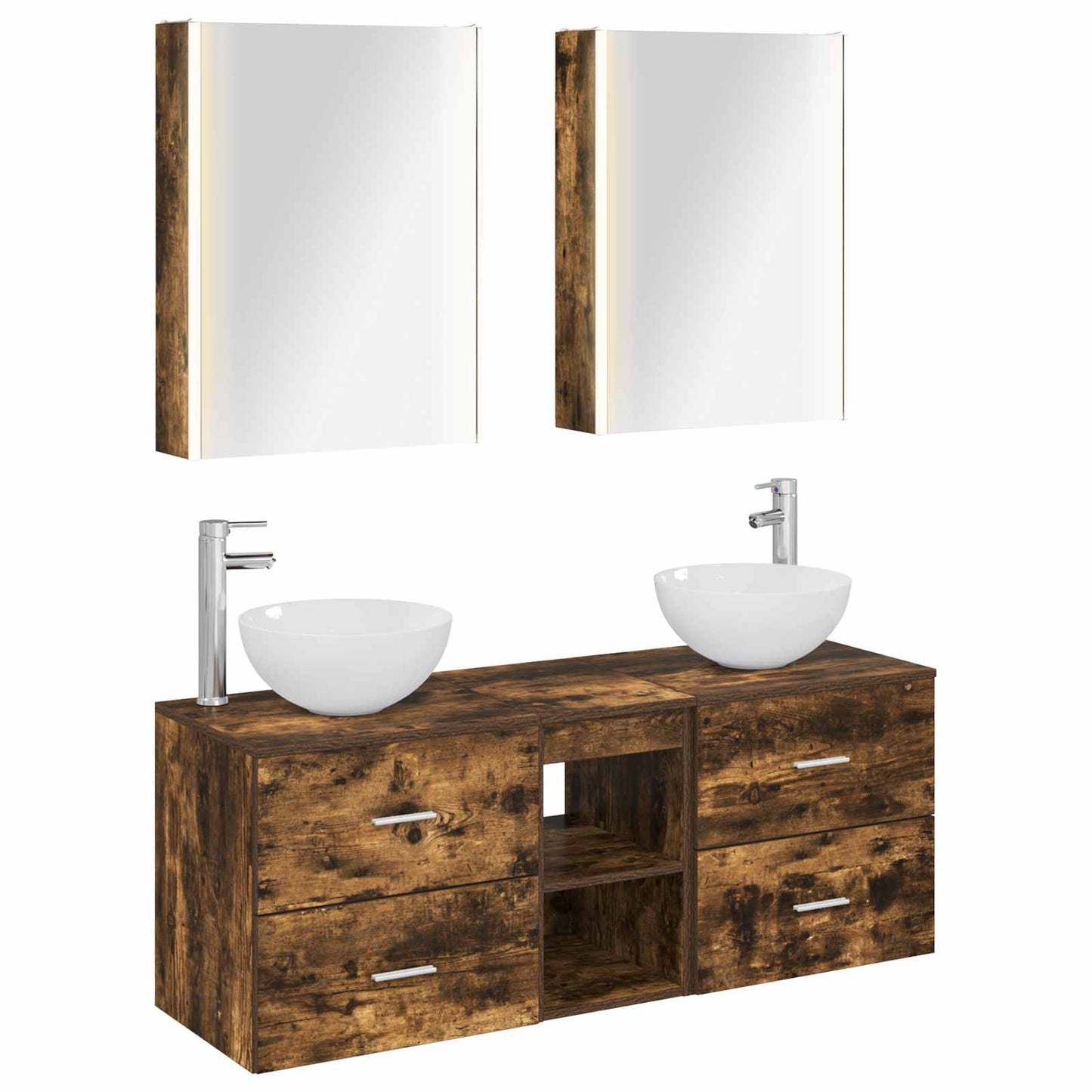 vidaXL Bathroom Furniture Set 5 pcs Smoked Oak