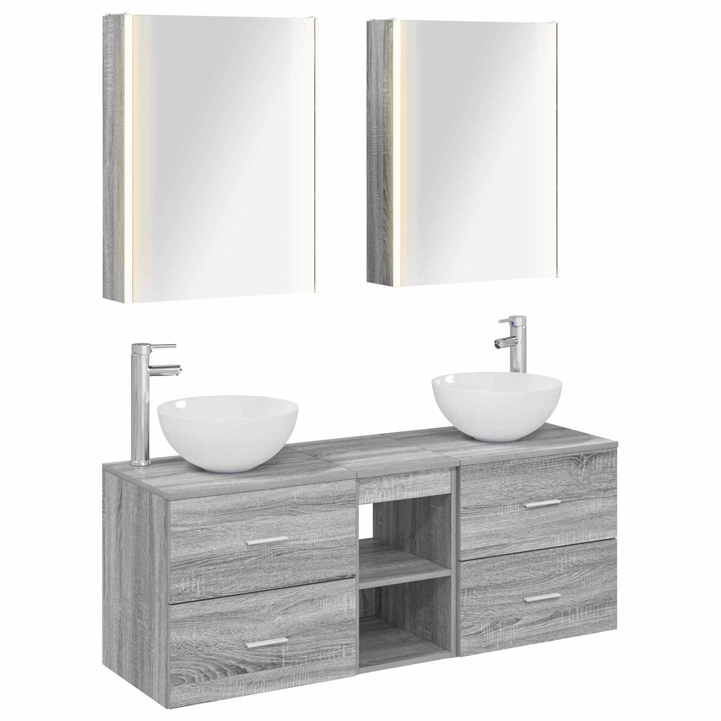 vidaXL Bathroom Furniture Set 5 pcs Grey Sonoma