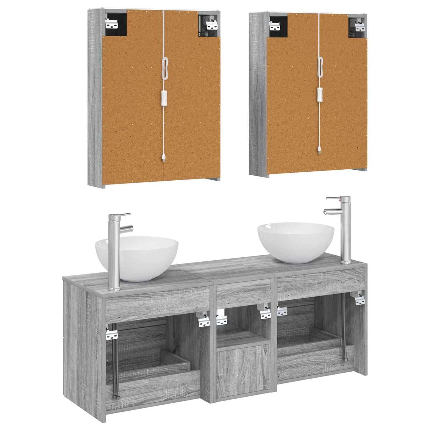 vidaXL Bathroom Furniture Set 5 pcs Grey Sonoma