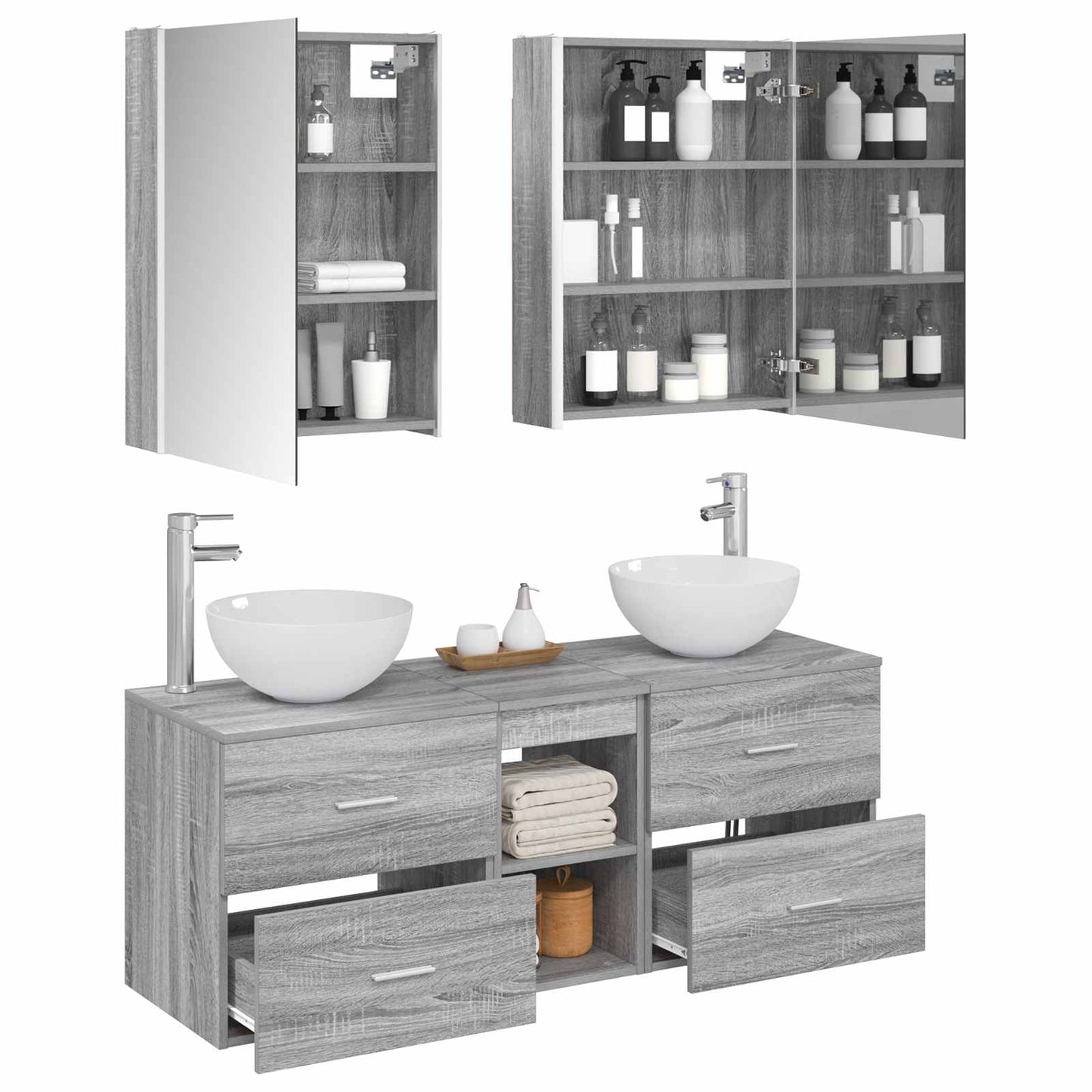 vidaXL Bathroom Furniture Set 5 pcs Grey Sonoma