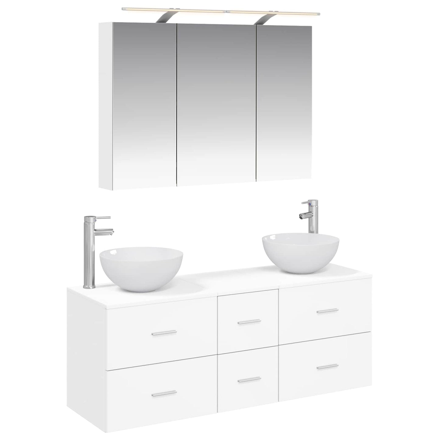 vidaXL Bathroom Furniture Set 4 pcs White Engineered Wood and Glass