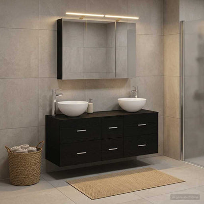vidaXL Bathroom Furniture Set 4 pcs Black Oak