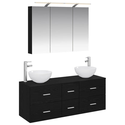 vidaXL Bathroom Furniture Set 4 pcs Black Oak