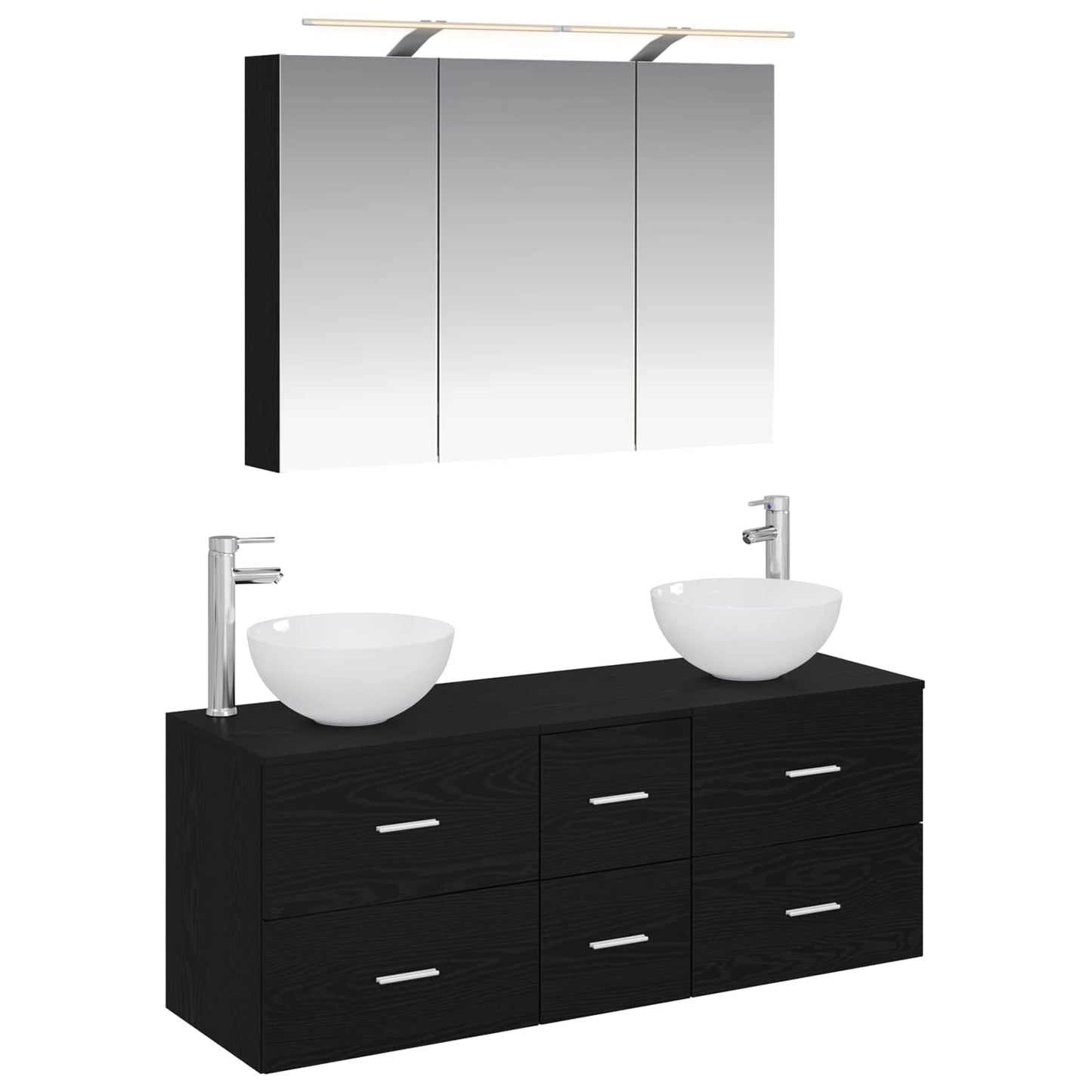 vidaXL Bathroom Furniture Set 4 pcs Black Oak