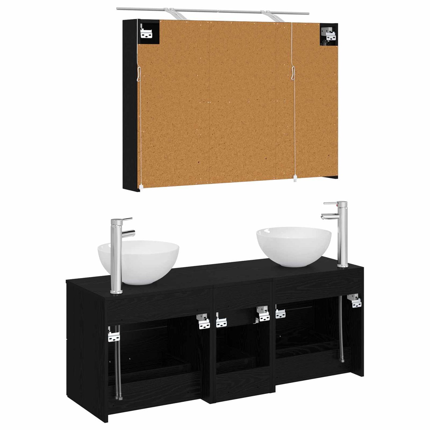 vidaXL Bathroom Furniture Set 4 pcs Black Oak