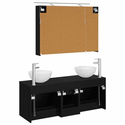 vidaXL Bathroom Furniture Set 4 pcs Black Oak
