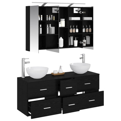 vidaXL Bathroom Furniture Set 4 pcs Black Oak