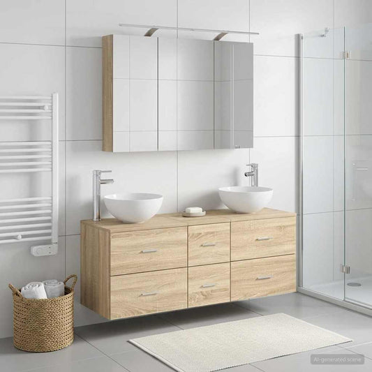 vidaXL Bathroom Furniture Set 4 pcs Sonoma Oak