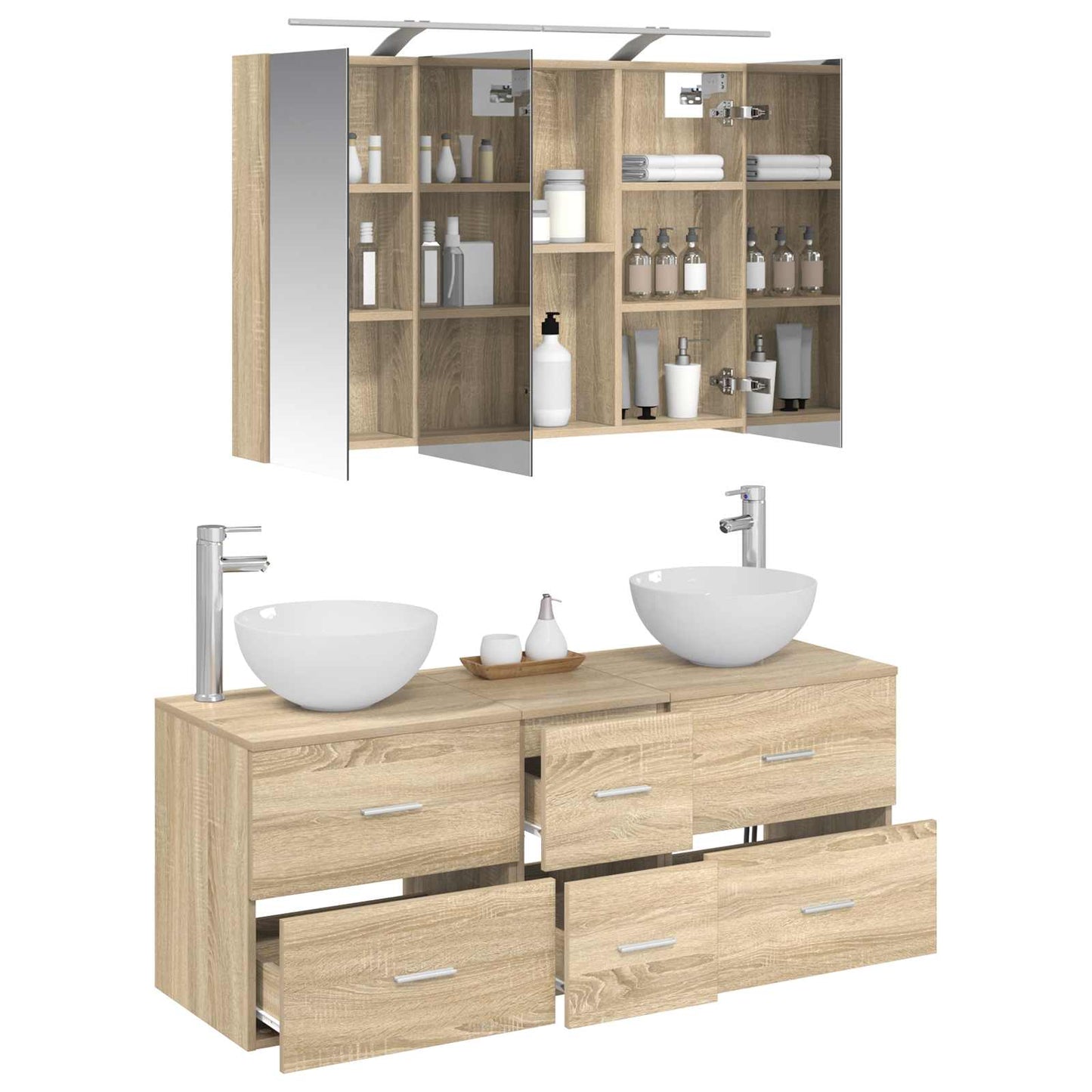 vidaXL Bathroom Furniture Set 4 pcs Sonoma Oak