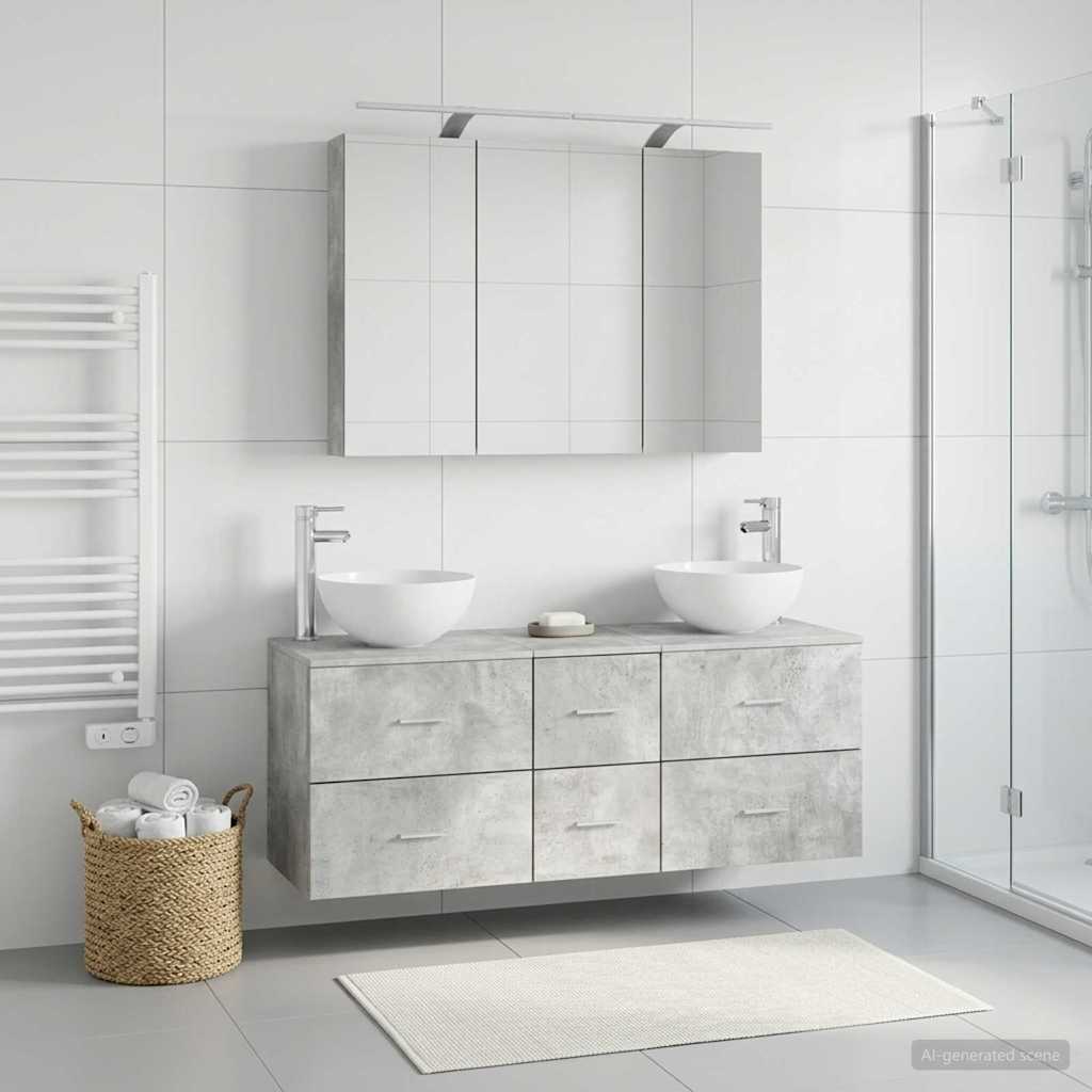 vidaXL Bathroom Furniture Set 4 pcs Concrete Grey