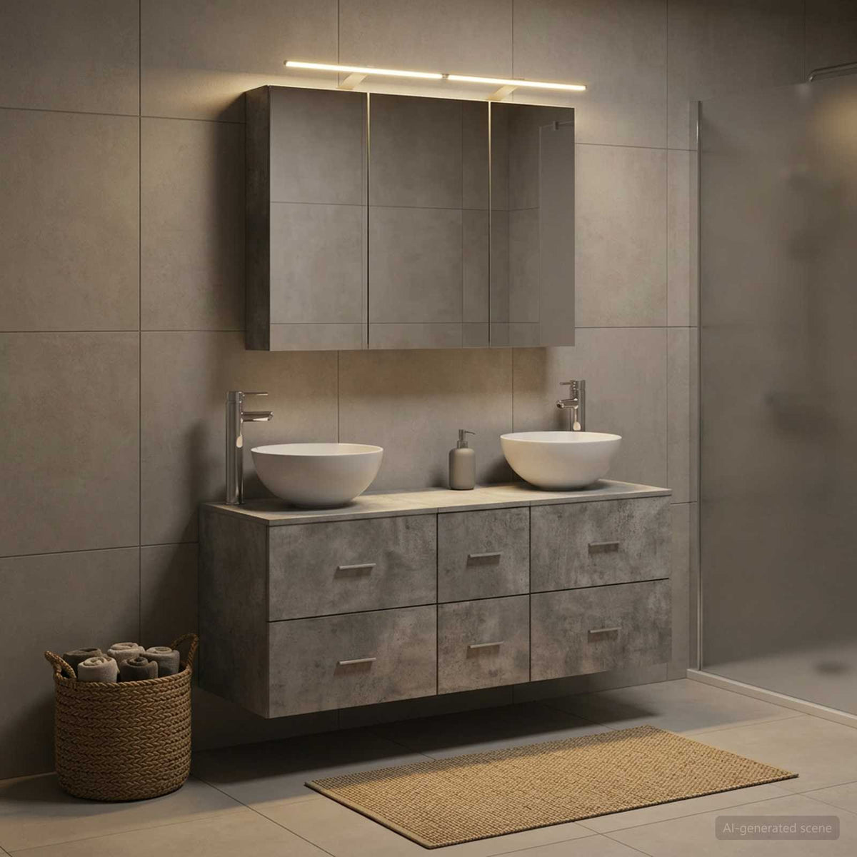 vidaXL Bathroom Furniture Set 4 pcs Concrete Grey