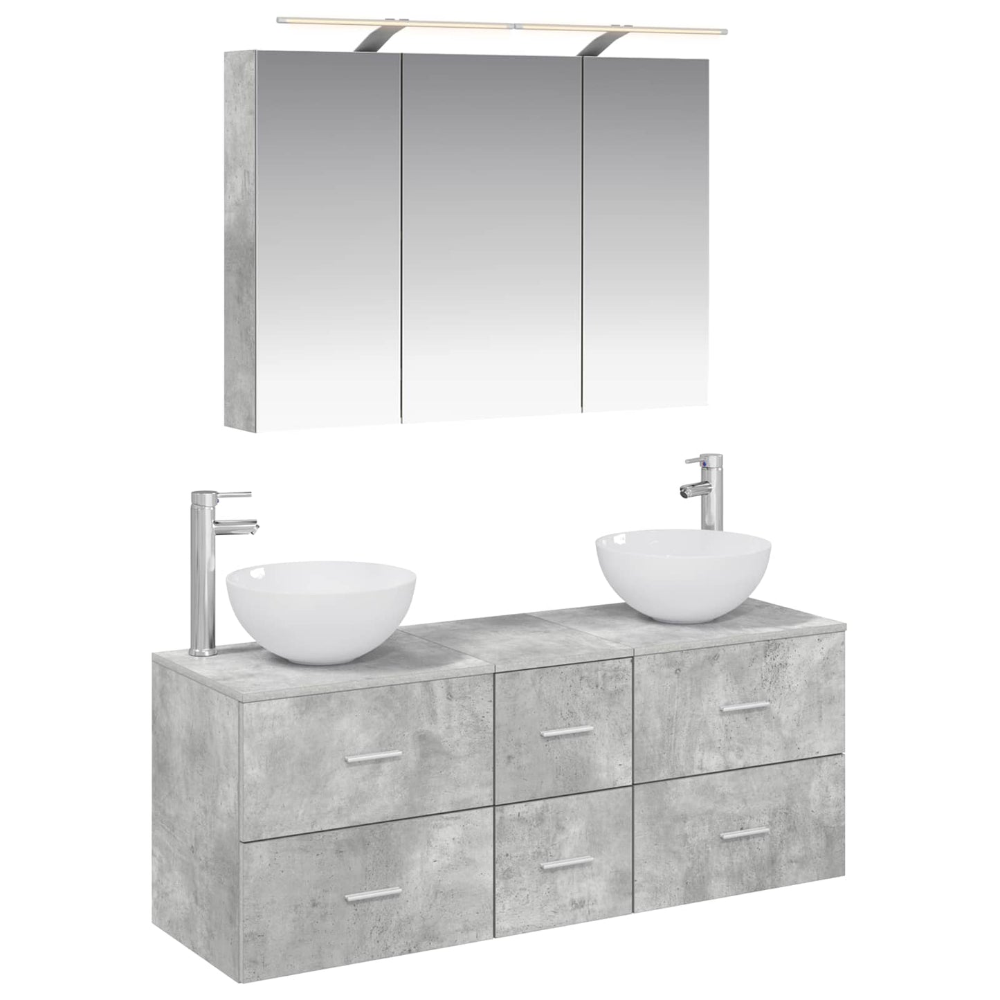 vidaXL Bathroom Furniture Set 4 pcs Concrete Grey
