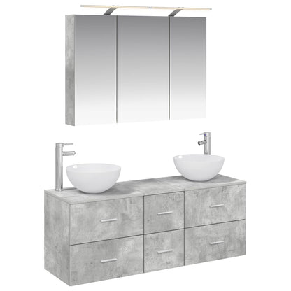 vidaXL Bathroom Furniture Set 4 pcs Concrete Grey