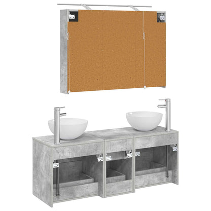 vidaXL Bathroom Furniture Set 4 pcs Concrete Grey