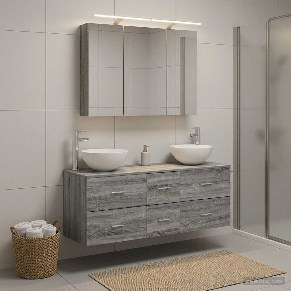 vidaXL Bathroom Furniture Set 4 pcs Grey Sonoma