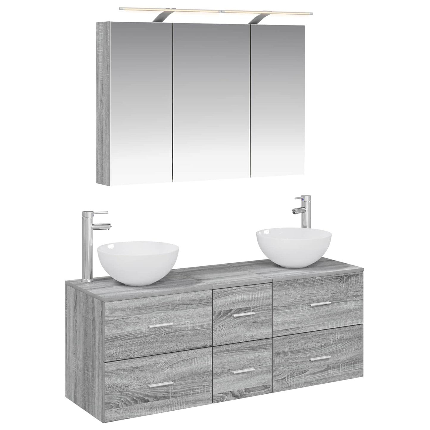 vidaXL Bathroom Furniture Set 4 pcs Grey Sonoma