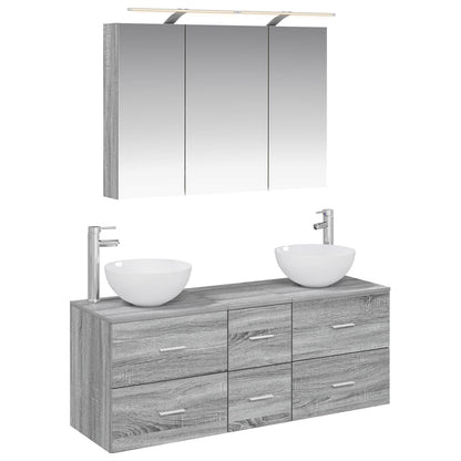 vidaXL Bathroom Furniture Set 4 pcs Grey Sonoma