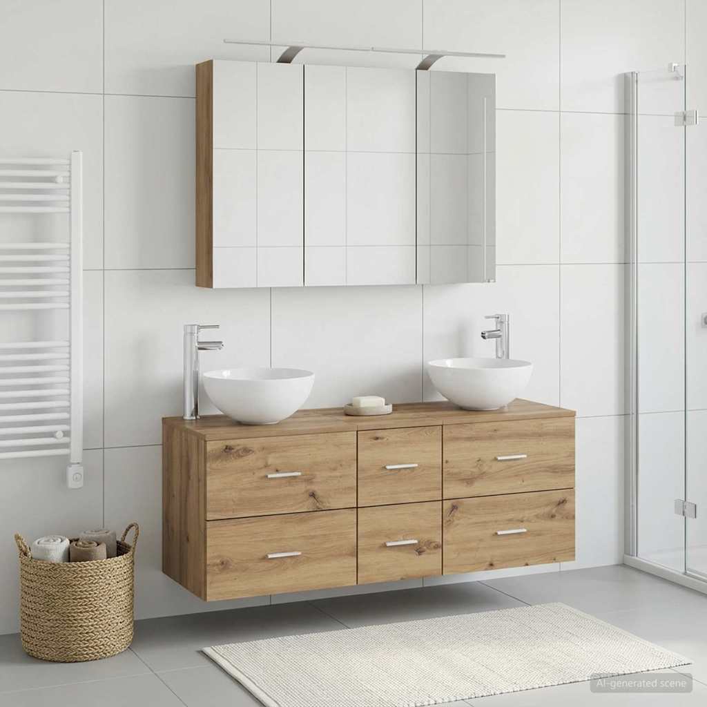 vidaXL Bathroom Furniture Set 4 pcs Artisan Oak