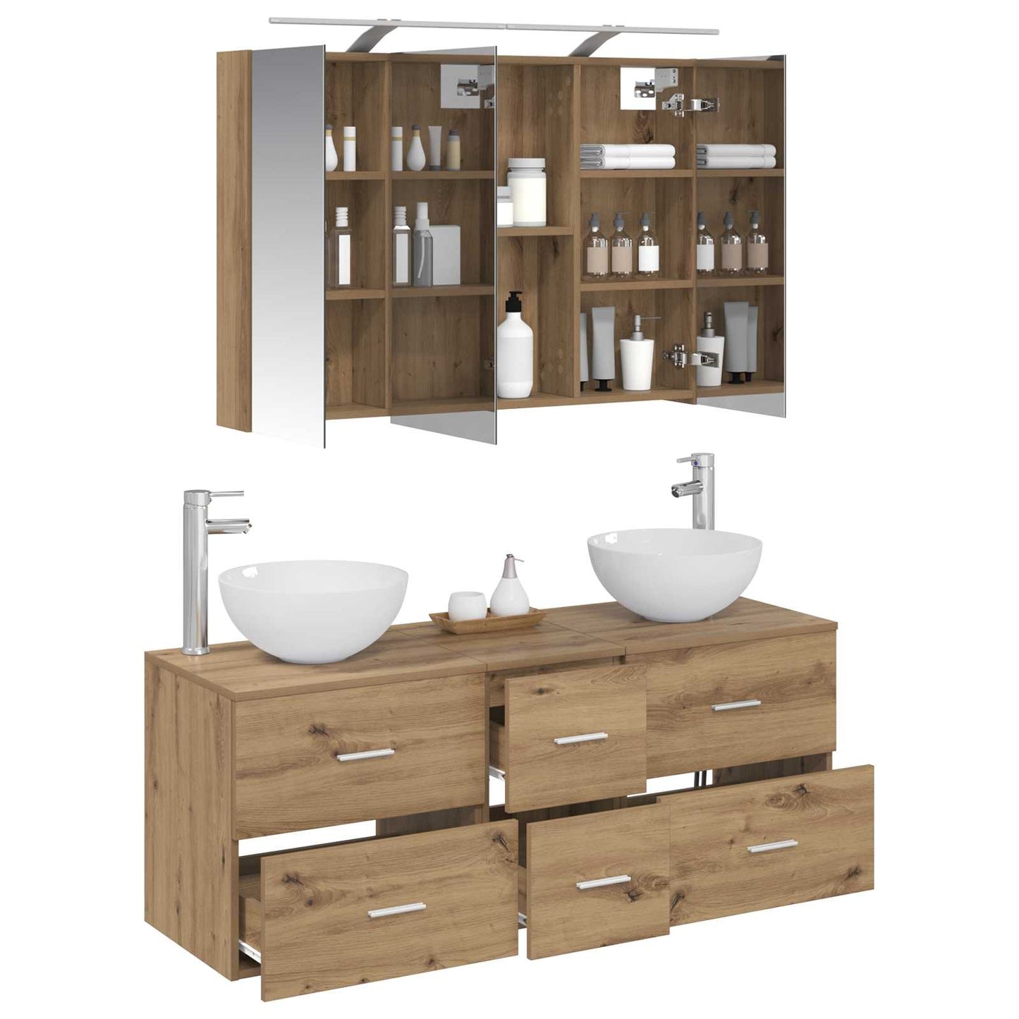vidaXL Bathroom Furniture Set 4 pcs Artisan Oak