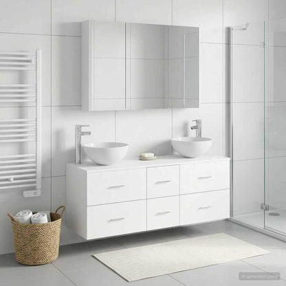 vidaXL Bathroom Furniture Set 4 pcs White Engineered Wood and Glass
