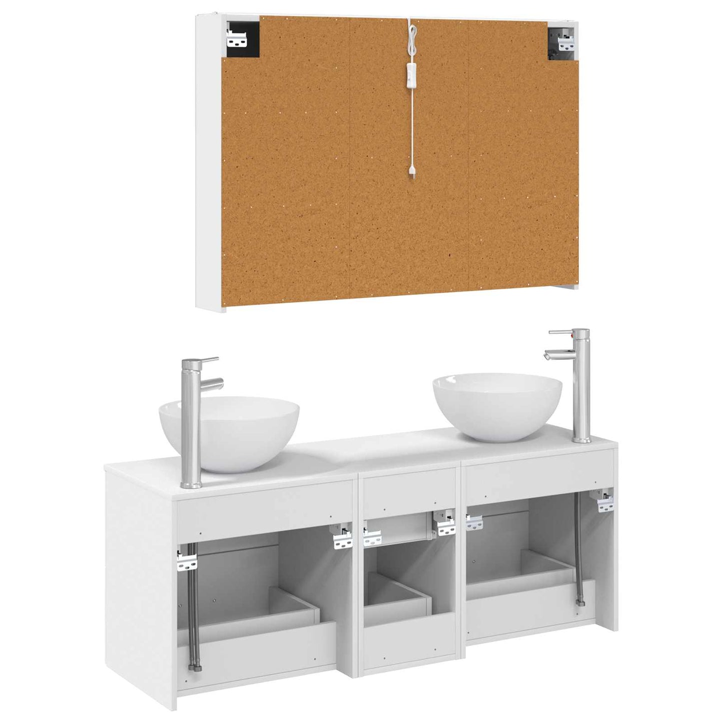 vidaXL Bathroom Furniture Set 4 pcs White Engineered Wood and Glass
