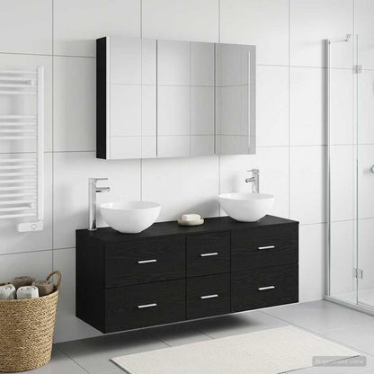 vidaXL Bathroom Furniture Set 4 pcs Black Oak