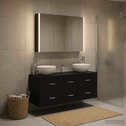 vidaXL Bathroom Furniture Set 4 pcs Black Oak