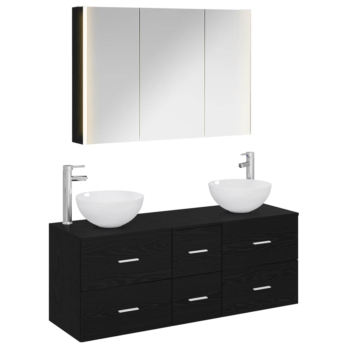vidaXL Bathroom Furniture Set 4 pcs Black Oak