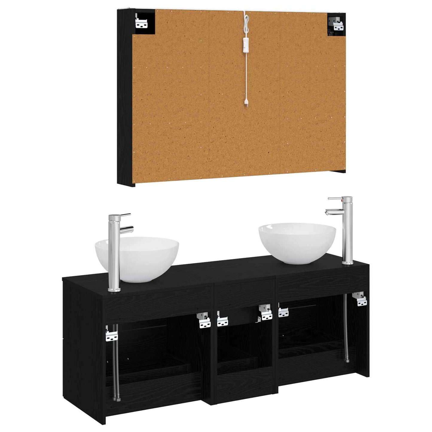 vidaXL Bathroom Furniture Set 4 pcs Black Oak