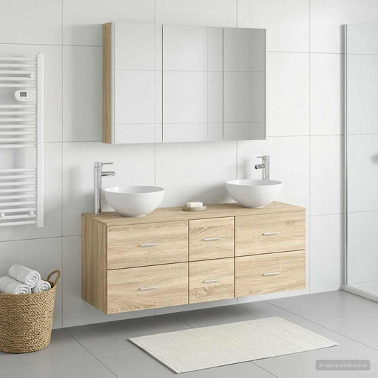 vidaXL Bathroom Furniture Set 4 pcs Sonoma Oak
