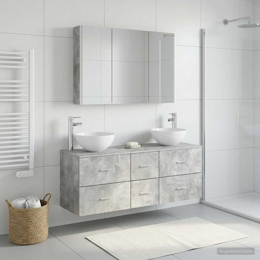 vidaXL Bathroom Furniture Set 4 pcs Concrete Grey