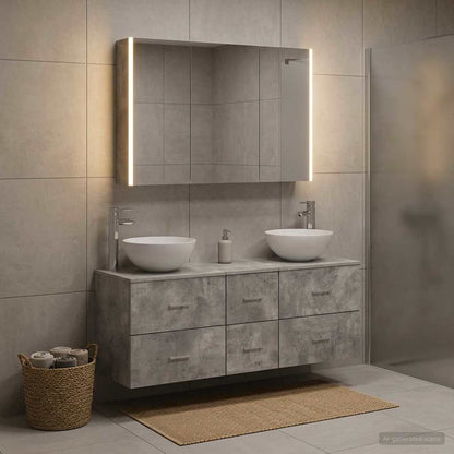 vidaXL Bathroom Furniture Set 4 pcs Concrete Grey