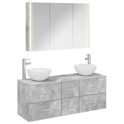 vidaXL Bathroom Furniture Set 4 pcs Concrete Grey